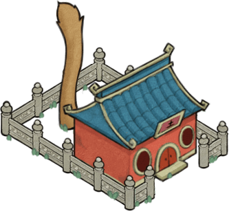 青瓦朱墙的仙境庭院